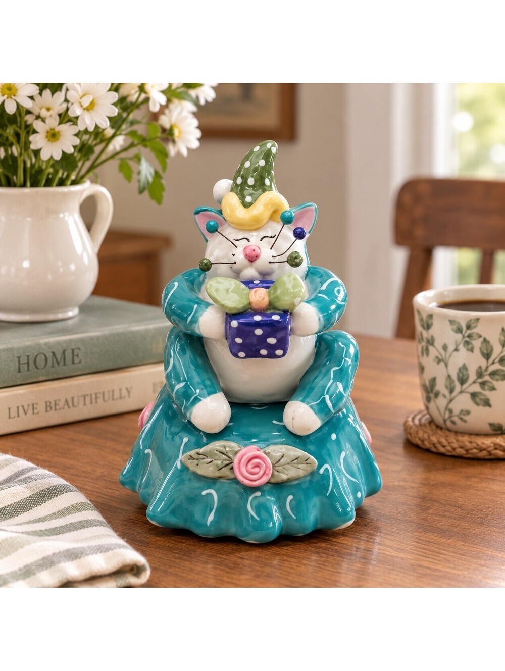 Vintage 2001 WhimsiClay Amy Lacombe Cat Music Box Annaco Creations
